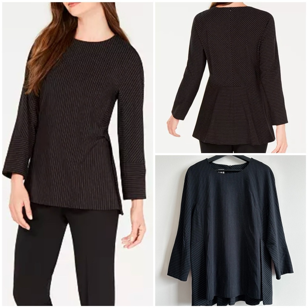Anne Klein Black Pinstripe Top